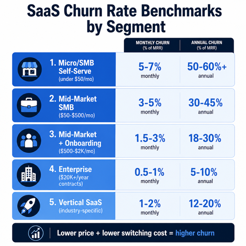 SaaS Churn Rate Benchmarks by Segment