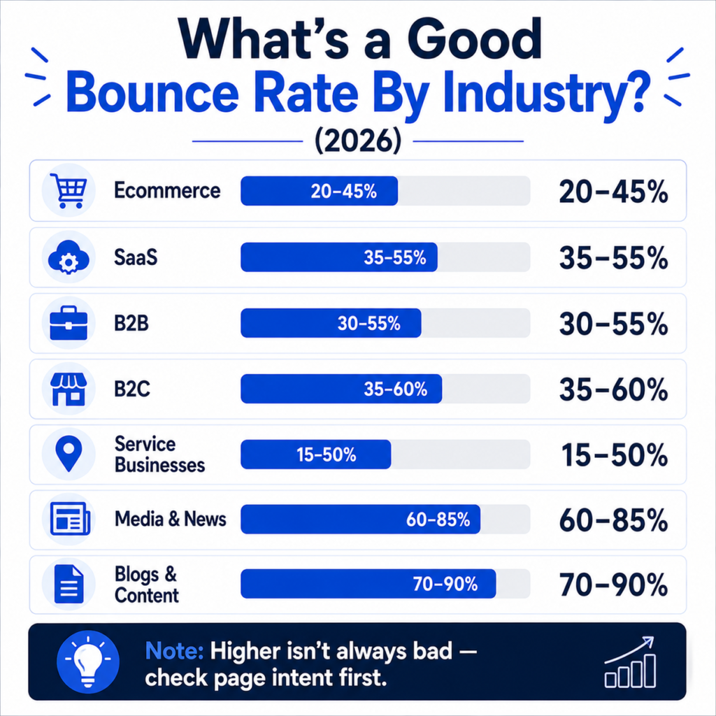 Bounce Rate Benchmarks by Industry (2026)