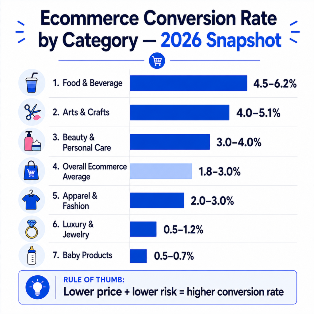 Ecommerce Conversion Rate by Industry (2026)