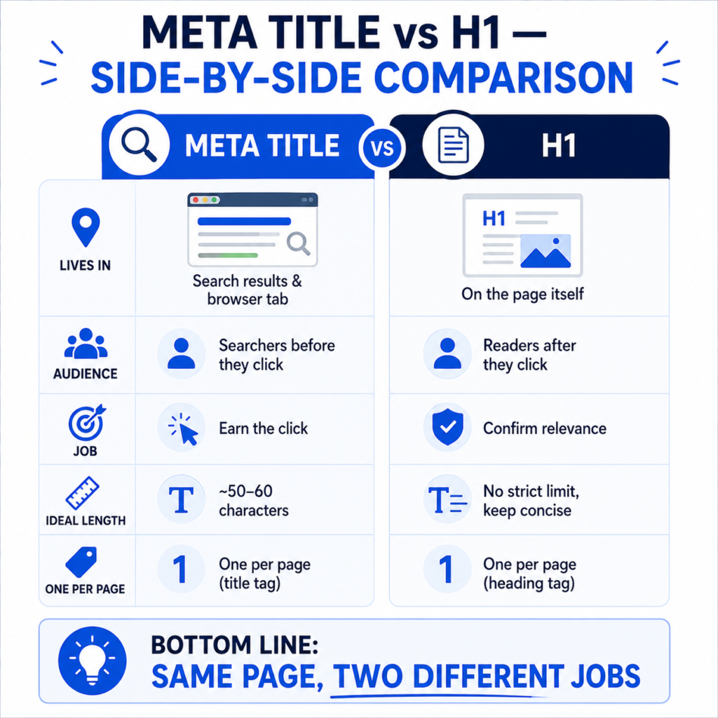 Meta Title vs H1: Key Differences